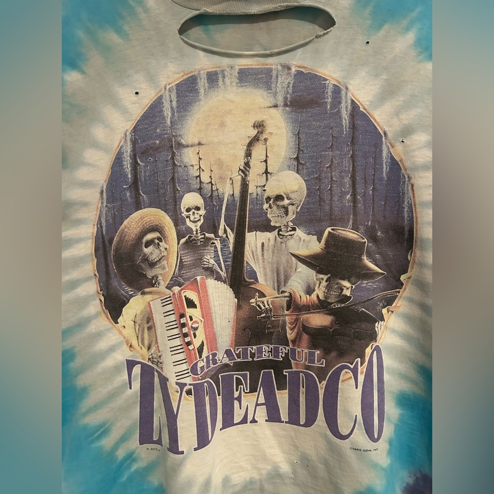 Liquid Blue Grateful Dead 1995 ‘Zydeadco’ Tour Tie-dye T-Shirt - Picture 2 of 4